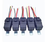 Losauto 80/60 Ampere 12-Volt DC Car Relay, Equipped with Wiring Harness 4-pin Connector, Using Heavy-Duty 12/16AWG hot-dip Galvanized Copper Wire, 4-pin SPST Pure Copper Coil Waterproof Relay -5 Pack