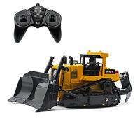 Losbenco RC Heavy-Duty Bulldozer, 1:16 Scale Remote Control Bulldozer Toy with Sound and Light, 11 Channel RC Front Loader Tractor Engineer Vehicle Truck Toy Gift