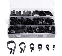 Loscrew 200Pcs Thickened Nylon P Clips Cable Clamp Clips-3/16’’ 1/4’’ 3/8’’ 1/2’’ 3/4’’ 1’’ Mounting R-Type Cable Clip Wire Clamp Audio Fastener for Wire Management,Cable,Conduit and Cable Conduit Kit