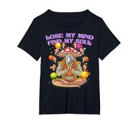 Lose My Mind Find My Soul Eat Magic Mushrooms Psychonaut T-Shirt, Women's Plus, Black, 4X