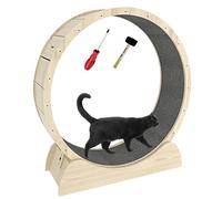 Lose Weight Cat Treadmill With Fitting, Indoor Safety Wooden No Gap Hamster Wheel/Cat Running Wheel, Sisal-Covered Carpeted Runway,Onecolor-S-80cm(31.5in)