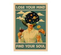 Lose Your Mind, Find Your Soul Ii Poster, Retro Animal Bathroom Print, Comedy Toilet Wall Art, A4 (Print Only) - 29.7x21cm