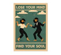 Lose Your Mind, Find Your Soul Poster, Retro Animal Bathroom Print, Comedy Toilet Wall Art, A5 (Print Only) - 21x14.8cm