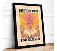 Lose Your Mind Find Your Soul Typography Framed Wall Art Print A2 Black