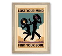 Lose Your Mind, Find Your Soul Vintage Framed Wall Art Print A3 (42×29.7cm) Oak, Wall Decor for Living Room, Bedroom, Office & Home, Ready to Hang, Art Gift