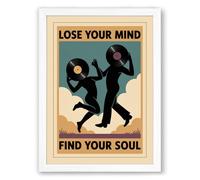 Lose Your Mind, Find Your Soul Vintage Framed Wall Art Print A3 (42×29.7cm) White, Wall Decor for Living Room, Bedroom, Office & Home, Ready to Hang, Art Gift
