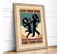 Lose Your Mind Find Your Soul Vintage Framed Wall Art Print A3 Oak