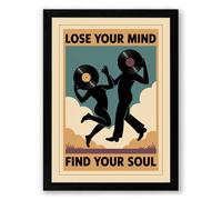 Lose Your Mind, Find Your Soul Vintage Framed Wall Art Print A4 (29.7×21cm) Black, Wall Decor for Living Room, Bedroom, Office & Home, Ready to Hang, Art Gift