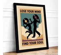 Lose Your Mind Find Your Soul Vintage Framed Wall Art Print A4 Black