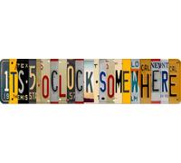 Losea Five O Clock Somewhere Unique Metal Wall Decor for Home, Bar, Diner, Pub, 16 x 4 Inches,Fun Kitchen Decor, Unique Drinking Sign, Funny Bar Signs, Vintage Kitchen Signs