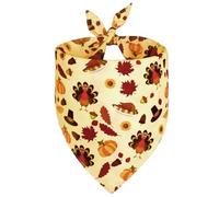 LosFong Thanksgiving Dog Bandana, Reversible Triangle Adjustable Pet Scarf Bibs for Medium and Large Dogs, Premium Durable Fabric Give Thanks Turkey Pumpkin Fall Leaves