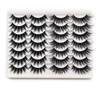Losha False Eyelashes 14 Pairs Value Pack Fluffy False Eyelashes Natural Look 6D Reusable Handmade 2 Styles Mixed 14 Pieces Black