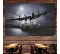 LOSICOE Military Tapestry Wall Art - British Lancaster B.III Heavy Bomber Poster - HD Military Art Decor Banner - Living Room, Bedroom, Dormitory Wall Hanging Flag Canvas Painting