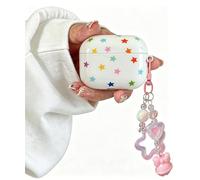 Losin Compatible with AirPods 4 Case, Colorful Cute Star Stylish Aesthetic Design with Keychain, Shockproof Protective Cover for Girls Women, Multicolor