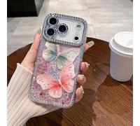 Losin Compatible with iPhone 17 Pro Bling Colorful Butterfly Case Luxury Sparkle Glitter Diamond Crystal Case Cute Shiny Gemstone Butterfly Design Shockproof Cover for Women Girls, GrePi