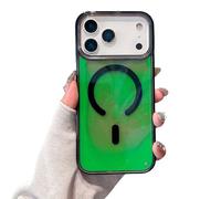 Losin Fluorescent Case Compatible with iPhone 17 Quicksand Case [Compatible with Magsafe] Liquid Glow Sand Phone Case Glow in The Darkness Liquid Luminous Sand Cover for Women and Men, Green
