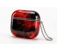 Losin for AirPods Pro 3 Case Quicksand Liquid Glow Sand Case Luxury Glow in The Darkness Noctiluncent Liquid Luminous Protective Cover with Keychain for Men and Women, Black Red