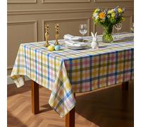 LOSIVISHE Easter Waterproof Polyester Tablecloth, Pastel Checkered Fabric Table Cover for Spring Party, Kitchen Dining Decor, Easy Care Cloth Tablecloth for Indoor Outdoor Use, W60 x L84 in
