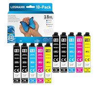 LOSMANN 18XL Printer Cartridges Compatible with Epson 18 XL for Home XP-322 XP-305 XP-215 XP-225 XP-412 XP-422 XP-325 XP-312 XP-315 XP-205 XP-415 XP-425 (Black, Cyan, Magenta, Yellow, 10-Pack)