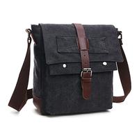 LOSMILE Shoulder Bag, Men's Messenger Bags, Vintage Military Canvas Bag for Work Travel and School.(Black)