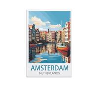 LOSNABO Amsterdam Netherlands Vintage Travel Posters 12x18inch(30x45cm) Canvas Wall Poster And Art Picture Print Modern Home Bedroom Decor
