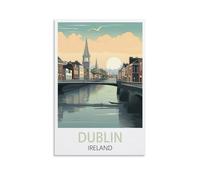 LOSNABO Dublin Ireland Vintage Travel Poster 08x12inch(20x30cm) Canvas Wall Poster And Art Picture Print Modern Home Bedroom Decor