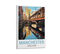 LOSNABO Manchester England Vintage Travel Poster 16x24inch(40x60cm) Canvas Wall Poster And Art Picture Print Modern Home Bedroom Decor