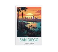 LOSNABO San Diego California Vintage Travel Poster 12x18inch(30x45cm) Canvas Wall Poster And Art Picture Print Modern Home Bedroom Decor