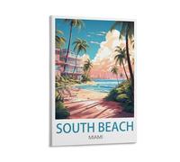 LOSNABO South Beach Miami Vintage Travel Poster 08x12inch(20x30cm) Canvas Wall Poster And Art Picture Print Modern Home Bedroom Decor