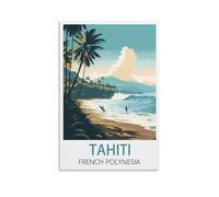 LOSNABO Tahiti French Polynesia Vintage Travel Poster 12x18inch(30x45cm) Canvas Wall Poster And Art Picture Print Modern Home Bedroom Decor