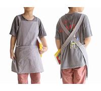 losofar Children Cotton Cross Back Apron Japanese Style Bib Home Clothes Painting Soft Comfort Pinafore Apron for Girls Boys, Gray, 21.6×21.6inch