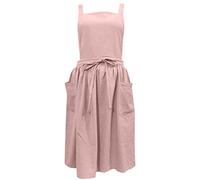 losofar Women Girls Vintage Apron Gardening Works Cross Back Pinafore Dress, Pink, One Size