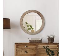 LOSOUR Round Mirror, Farmhouse Decor Solid Wood Frame Wall Circle Mirror, Decorative Mirrors for Bathroom Over Sink, Living Room, Entryway,Bedroom, Entryway, Hallway,Foyer (1, Brown, 20" L x 20" W)
