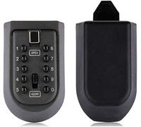 Lospu HY Indoor & Outdoor Wall Mounted Push Button Combination Digital Key Safe Storage Security Lock Black Rubber Cover & Wall Bolt Fixings For 5 To 7 Mortise Style Keys