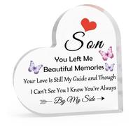 Loss of Son Memorial Gift Sympathy Gift for Loss Loved Acrylic Heart-Shaped Keepsake In Memory of Son Gifts Bereavement Remembrance Present Acrylic Heart Plaque Condolence Memorial Gifts for Women Men