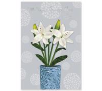Loss Of Your Mum Sympathy Card - White Lily Plant with Silver Foil 7.75x5.25"