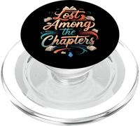 Lost Among The Chapters Book Lover Reading Design PopSockets PopGrip for MagSafe