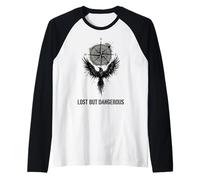 Lost But Dangerous Compass Wing Graphic Raglan Baseball Tee