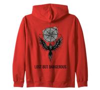 Lost But Dangerous Compass Wing Graphic Zip Hoodie