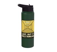 Lost But It Feels Familiar: Back Room in Liminal Space Stainless Steel Insulated Water Bottle