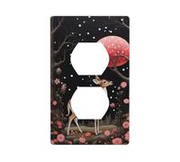 Lost Deer in The Flowers Duplex Wall Panel Kit, 11.4 X 7 Cm, Electrical Outlet Plug Cover for Light Socket Switch, (1 Piece).