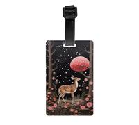 Lost Deer in The Flowers Printed Luggage Tags Anti-Lost Luggage Labels Suitable for Suitcases Backpacks and Sports Bags