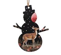 Lost Deer in the FlowersPrinted Christmas Wooden Ornamentsâ€“Unprocessed Pre-Drilled Wood Pieces, New Year's Tree Pendants