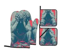 Lost Freedom Exquisite Oven Mitts and Pot Holders Set Durable Heat-Resistant for Kitchen Baking