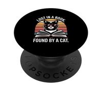 Lost In A Book Found By A Cat Reading Enthusiasts PopSockets Adhesive PopGrip