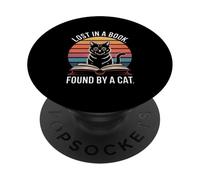 Lost In A Book Found By A Cat Reading Enthusiasts PopSockets Adhesive PopGrip