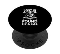 Lost In A Book Found By A Cat Reading Enthusiasts PopSockets Adhesive PopGrip