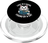 Lost In A Book Found By A Cat Reading Enthusiasts PopSockets PopGrip for MagSafe