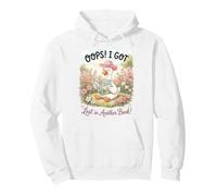 Lost in a Book Goose Reading in Flower Garden Graphic Pullover Hoodie