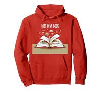 Lost in a Book: Magical Reading Adventure Artwork Pullover Hoodie, Adult Unisex, Red, M